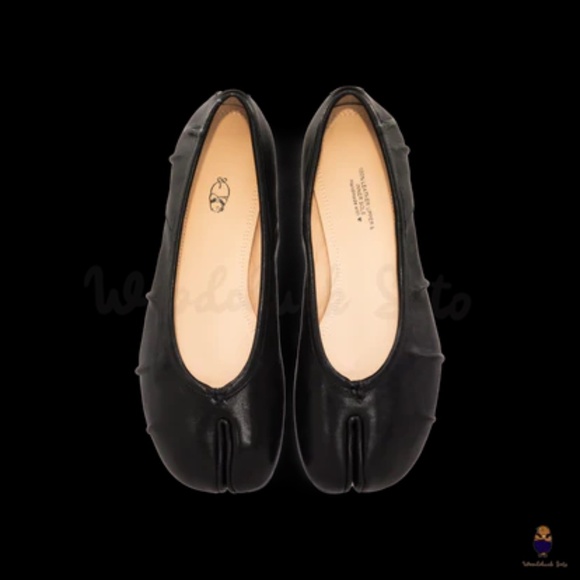 Brand New WoodchuckSato Black Leather Tabi Ballet Flats with Ruched Size 36 - Picture 4 of 6
